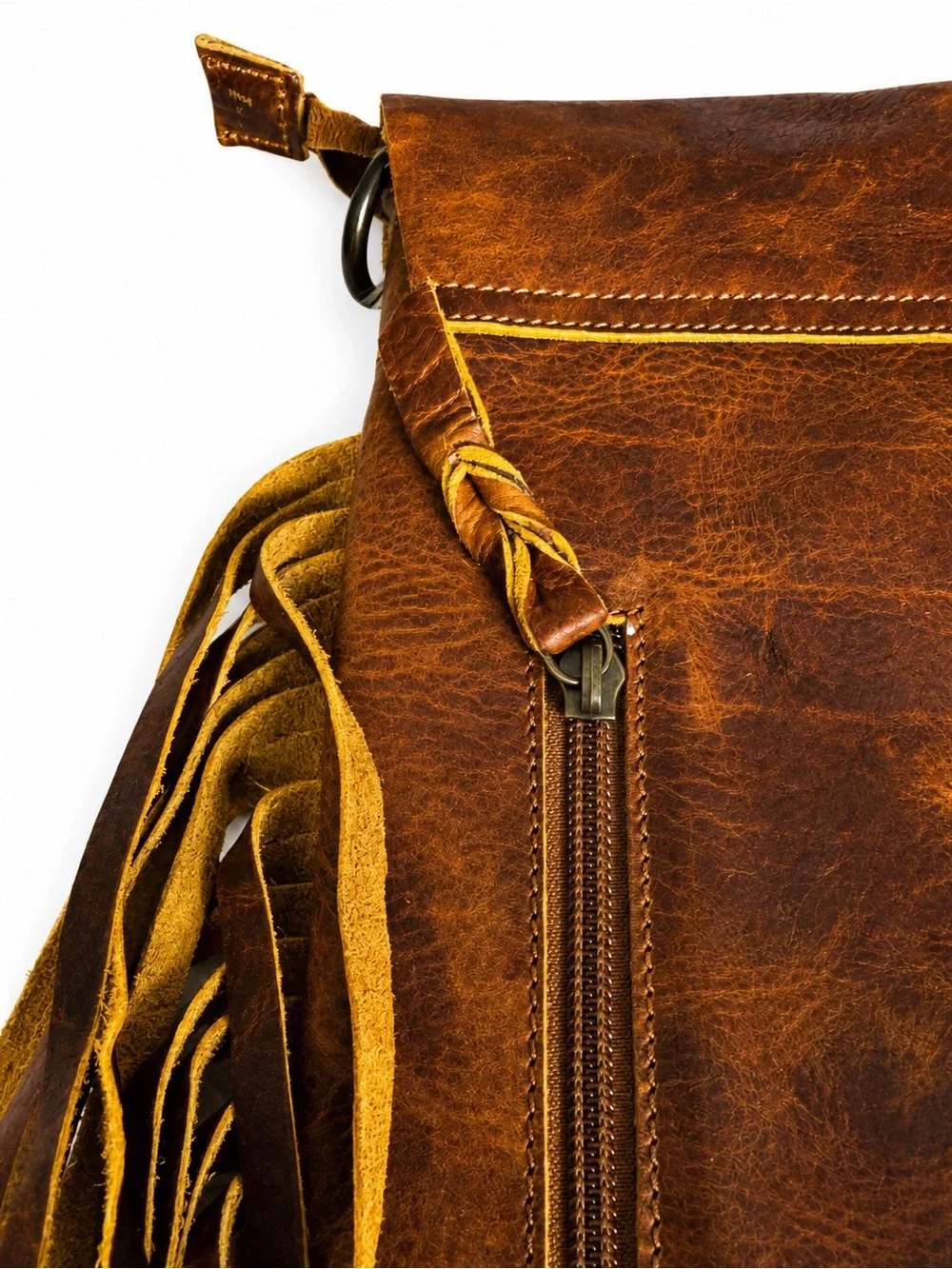 American Darling Hair-On Hide Leather Western Messenger Fringe Bag BNWT